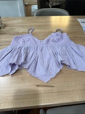Nordstrom Lavender Crochet Detail Crop Top